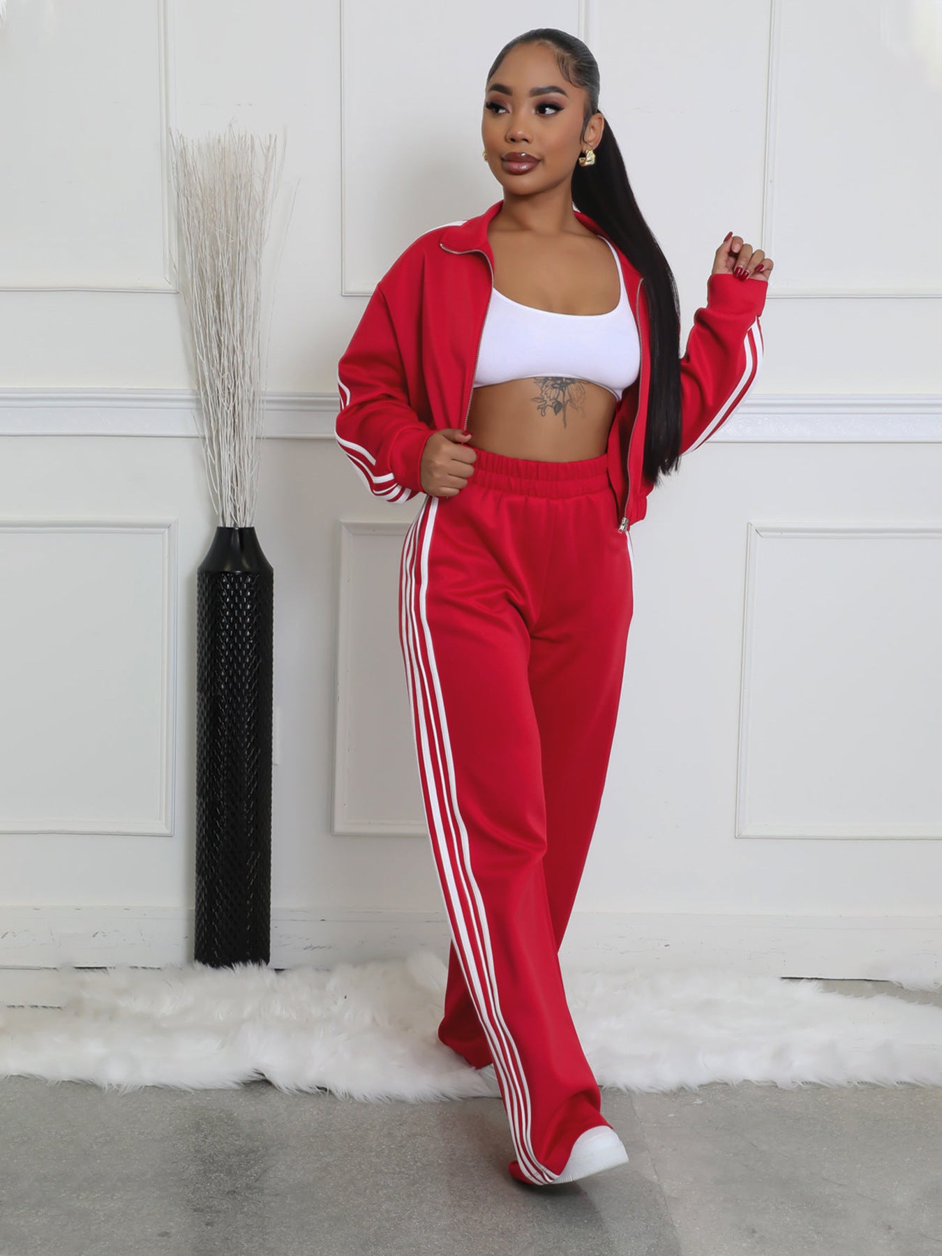 Pull rayé zippé épais – Tenue décontractée