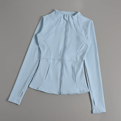 Veste de sport femme zippée pour yoga, automne-hiver