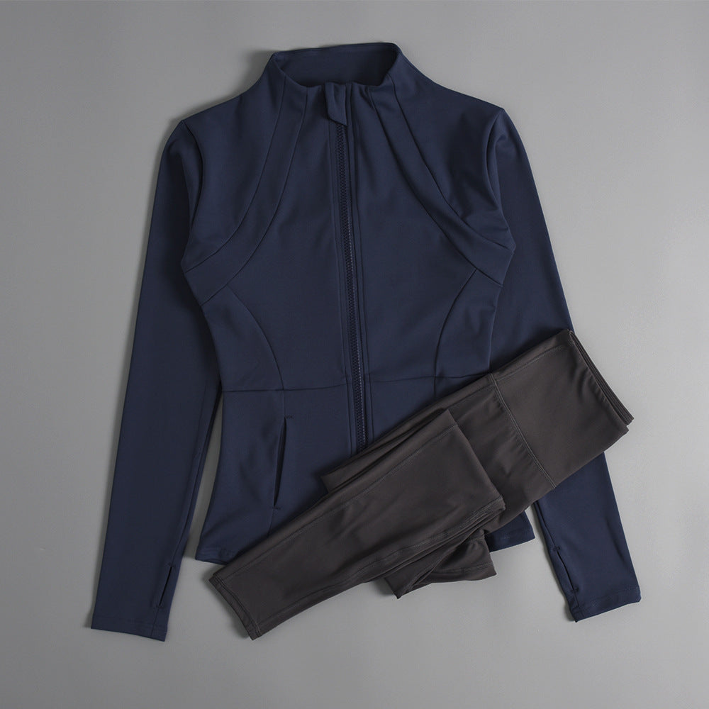 Veste de sport femme zippée pour yoga, automne-hiver