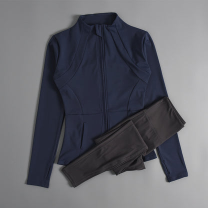 Veste de sport femme zippée pour yoga, automne-hiver