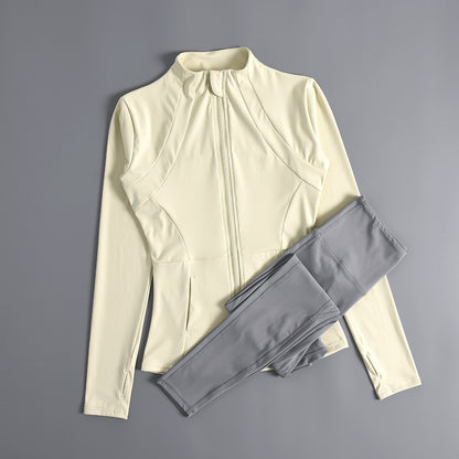 Veste de sport femme zippée pour yoga, automne-hiver