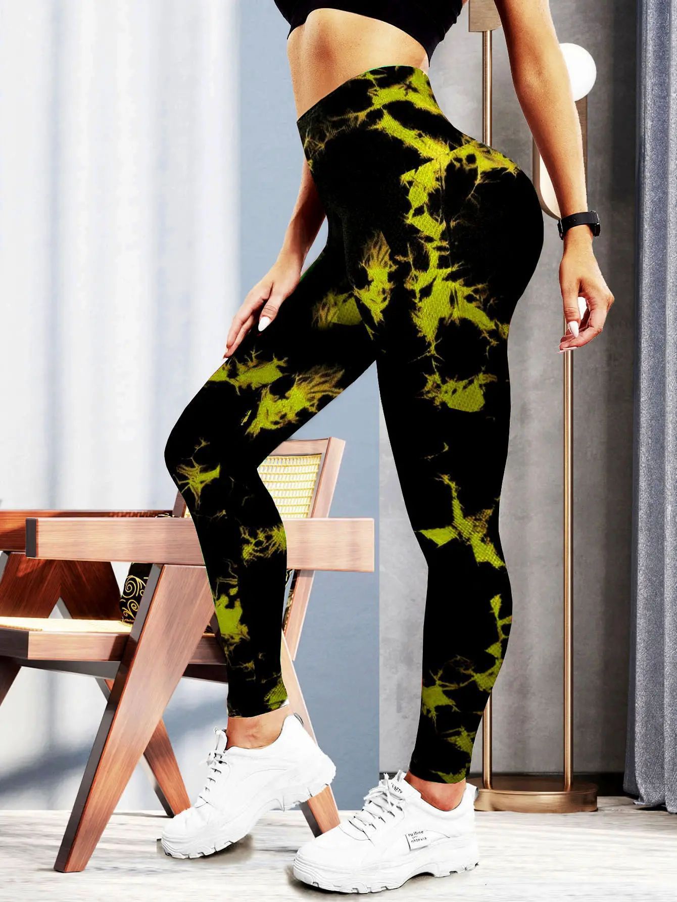 Legging femme moulant à motif floral pour sport