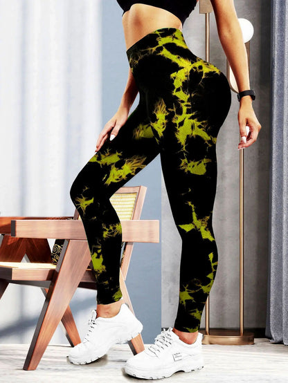 Legging femme moulant à motif floral pour sport