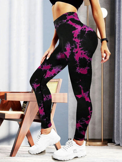 Legging femme moulant à motif floral pour sport