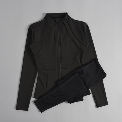Veste de sport femme zippée pour yoga, automne-hiver