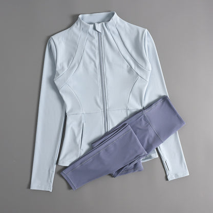 Veste de sport femme zippée pour yoga, automne-hiver