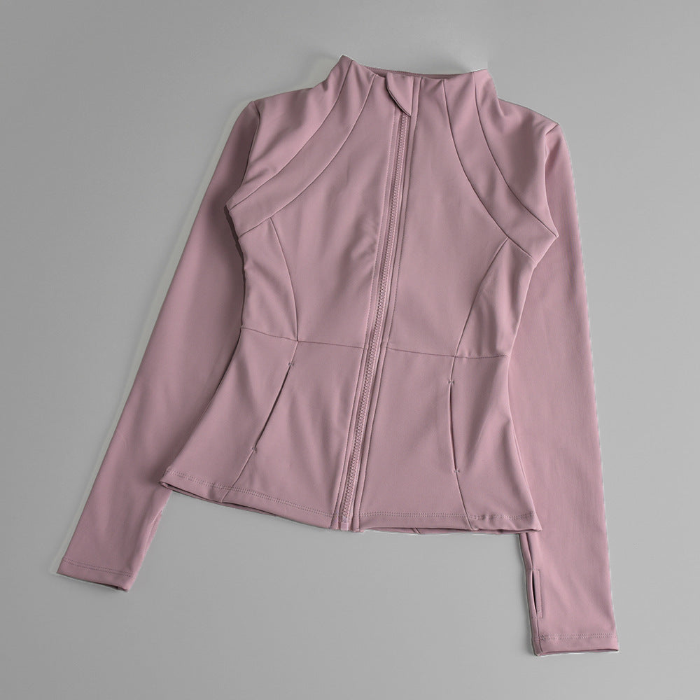 Veste de sport femme zippée pour yoga, automne-hiver