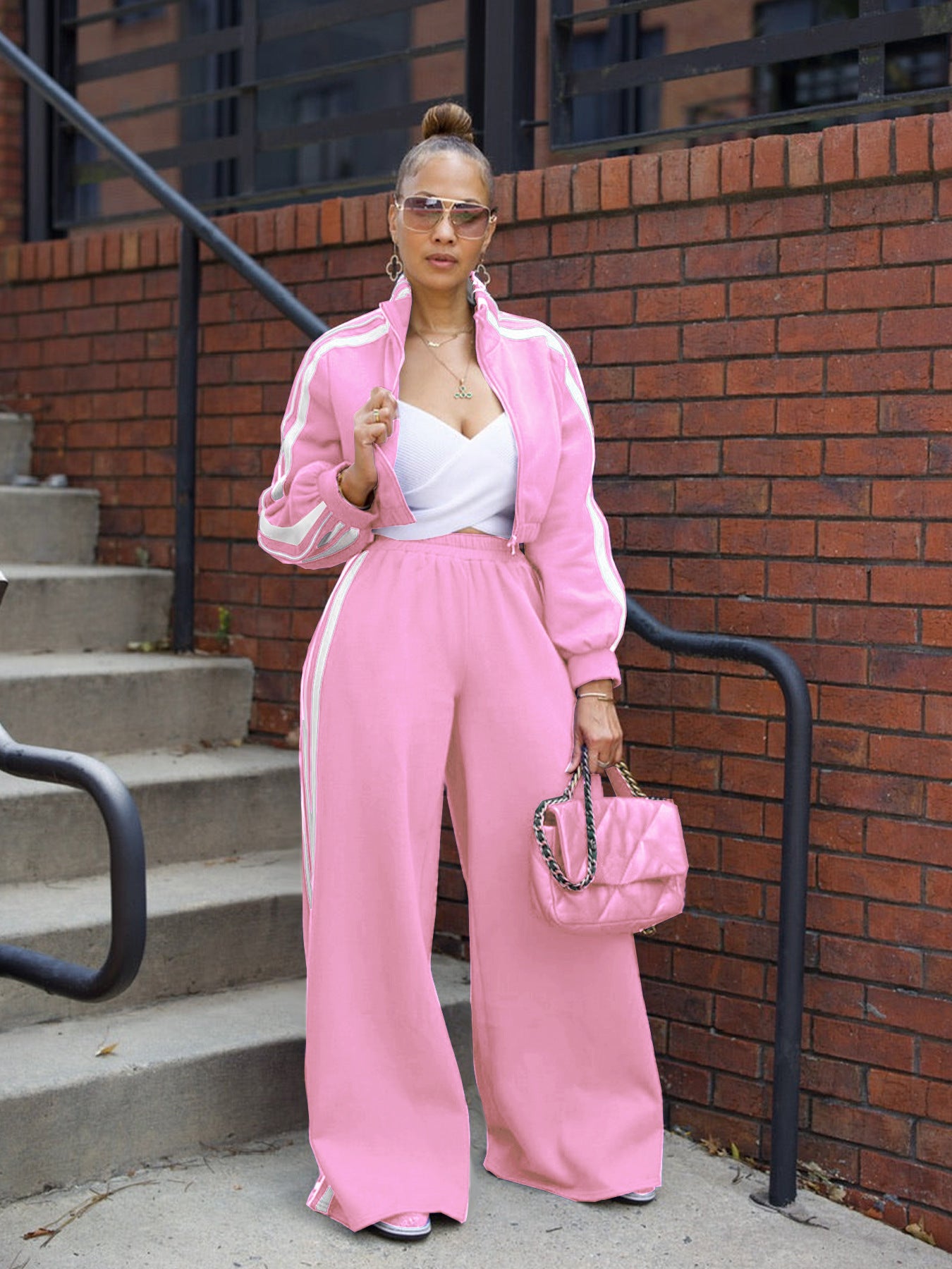 Pull rayé zippé épais – Tenue décontractée