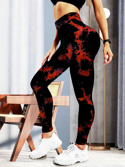 Legging femme moulant à motif floral pour sport