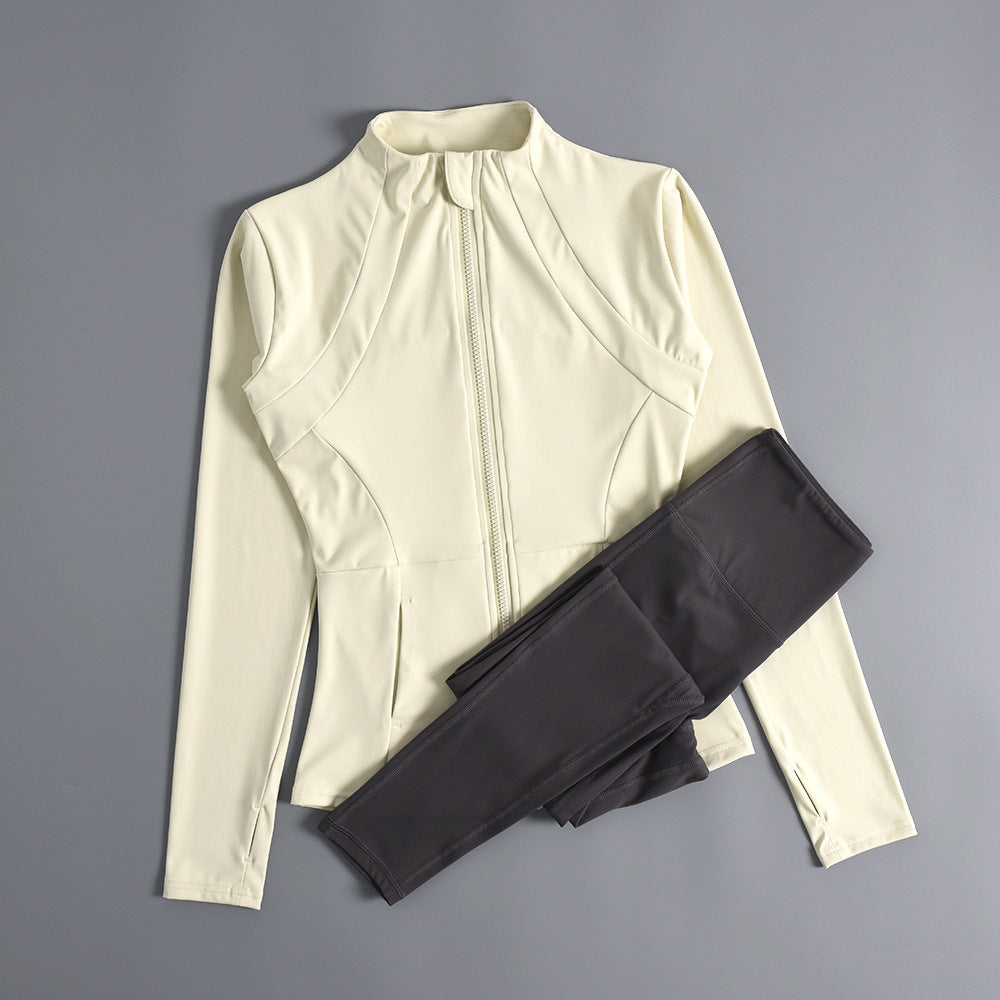 Veste de sport femme zippée pour yoga, automne-hiver