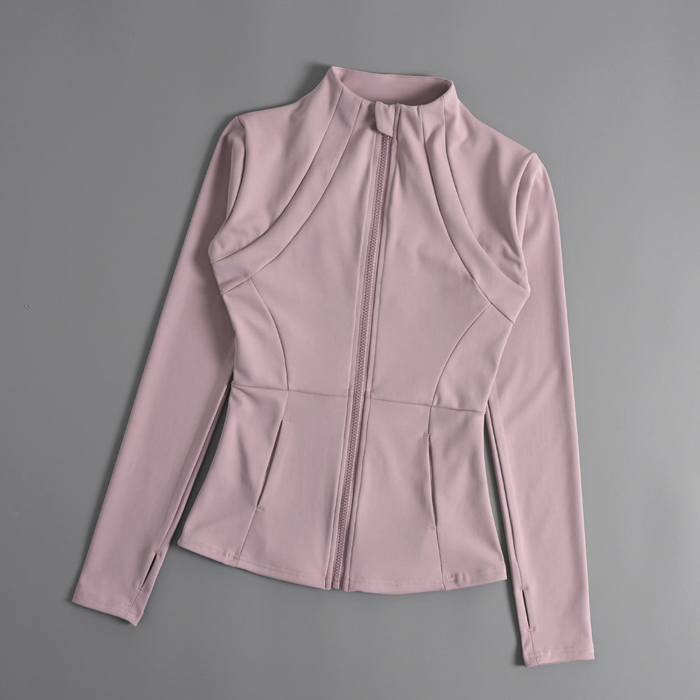 Veste de sport femme zippée pour yoga, automne-hiver