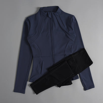 Veste de sport femme zippée pour yoga, automne-hiver