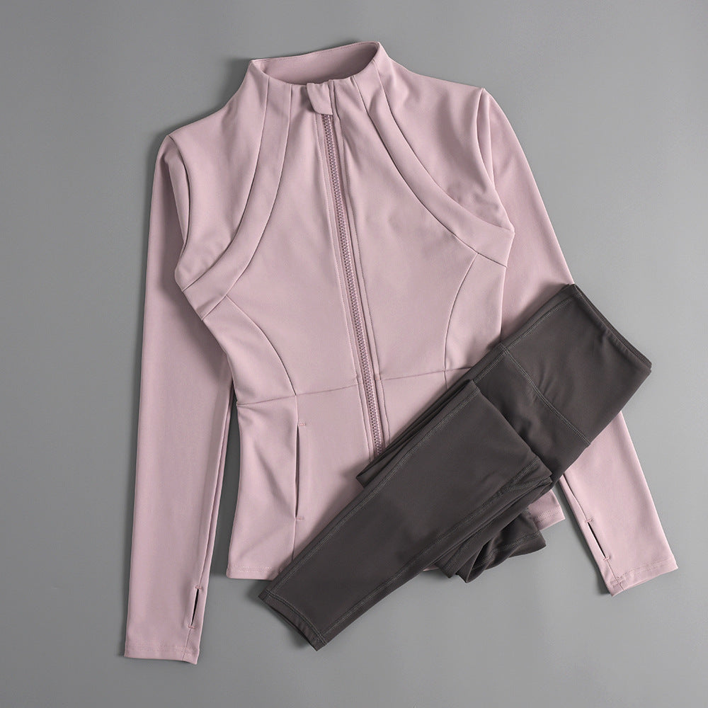 Veste de sport femme zippée pour yoga, automne-hiver