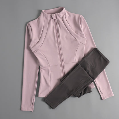 Veste de sport femme zippée pour yoga, automne-hiver