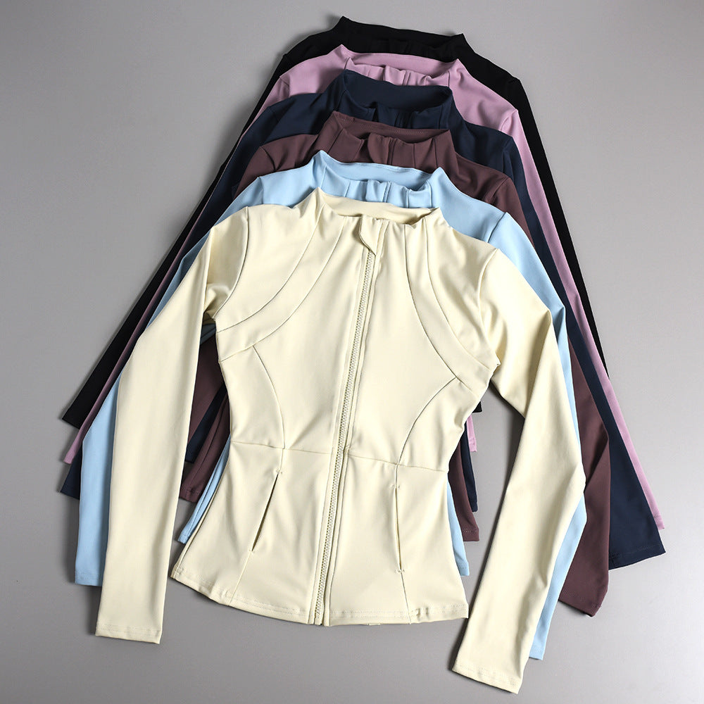 Veste de sport femme zippée pour yoga, automne-hiver