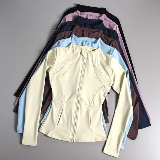 Veste de sport femme zippée pour yoga, automne-hiver